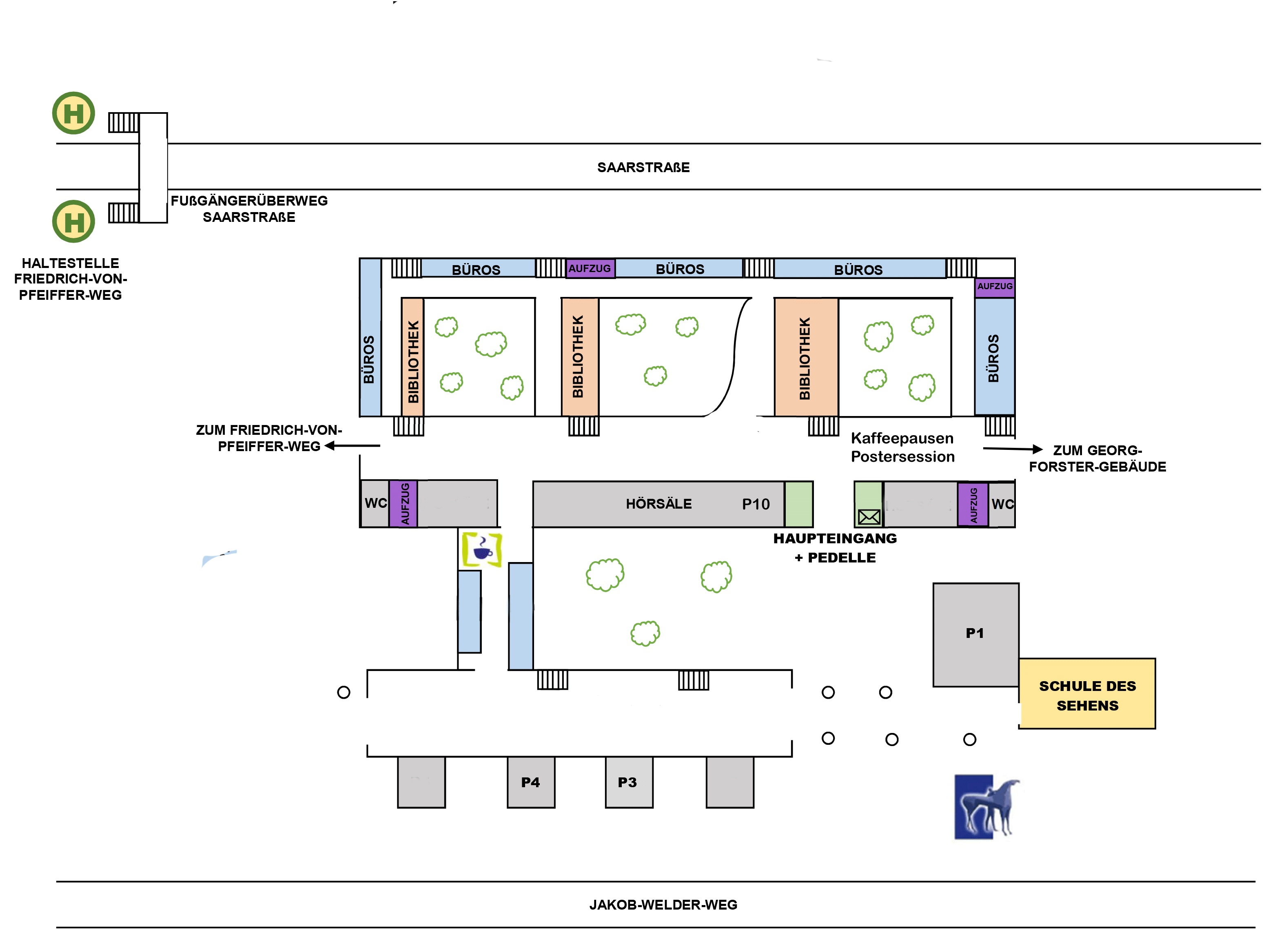 Lageplan der Räume im Philosophicum